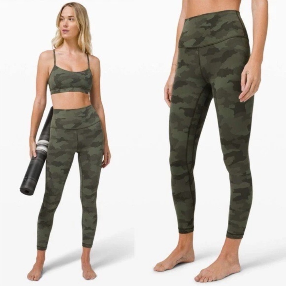 Lululemon Align full length leggings 28” Size 4 - Camo dark olive green